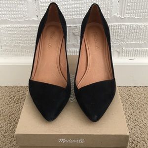Madewell Mira Heel, True Black Suede, Size 8